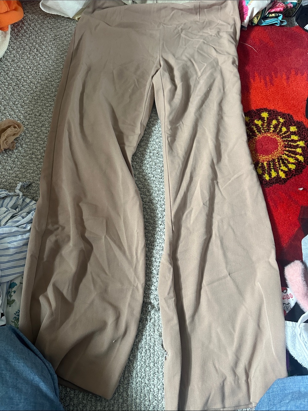 Wide-Leg Dress Pants in pinkish tan